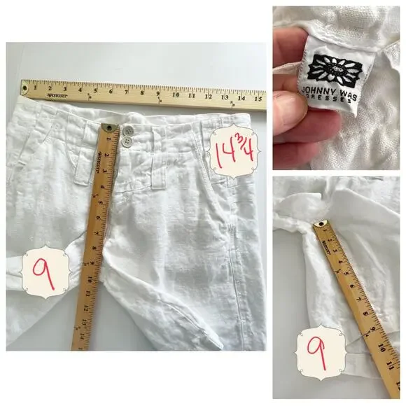 Johnny Was White Linen Y2K Lightweight Bermuda Shorts NEW Women Sz 6 / Small